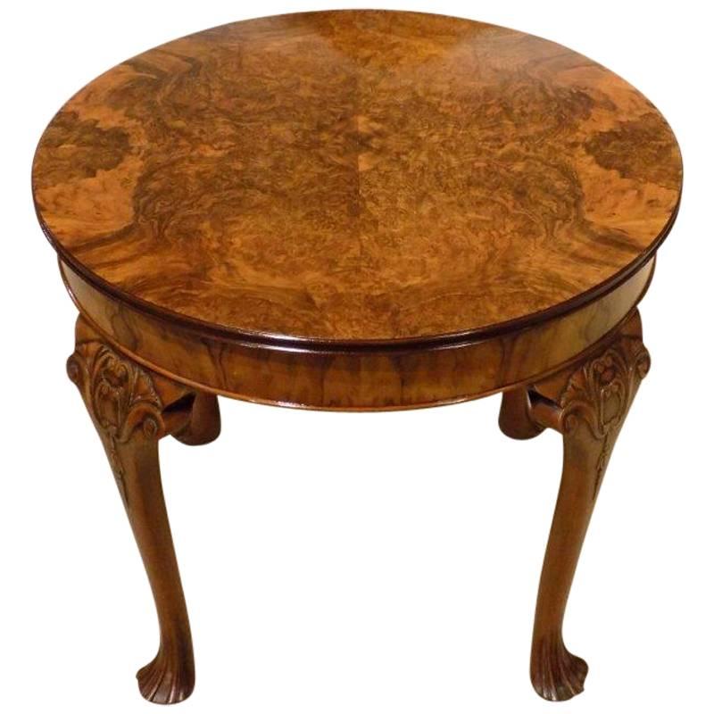 Burr Walnut 1920s Period Circular Antique Coffee Table