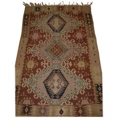 Old Turkish Kayseri Kilim with Attractive Soft Colors and Traditional Design
