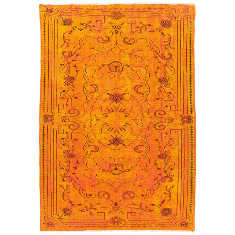 Vintage Rug Overdyed In Burnt Orange Color For At 1stdibs