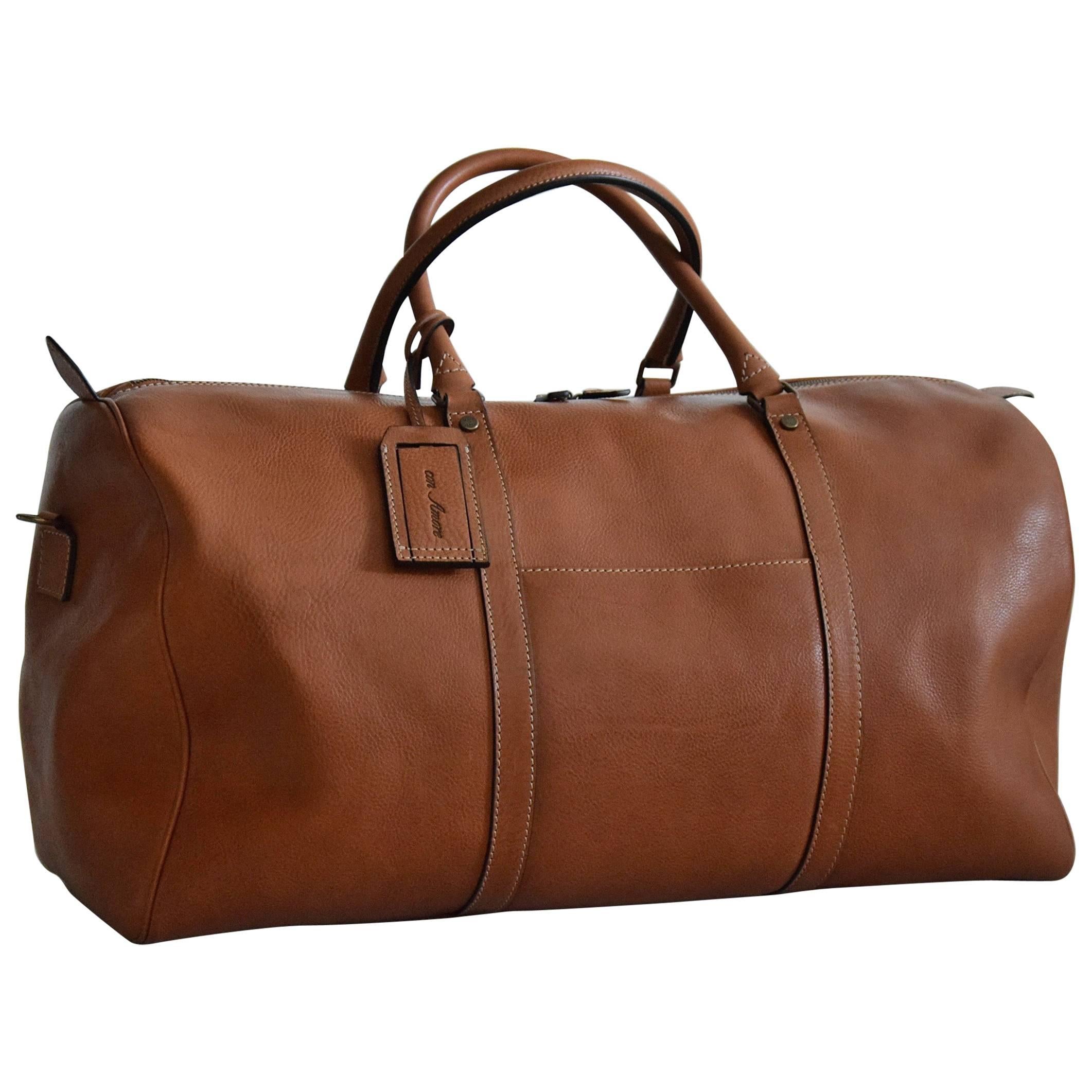 Italian Hand Made Buffalo Leather Dominio Travelbag For Sale