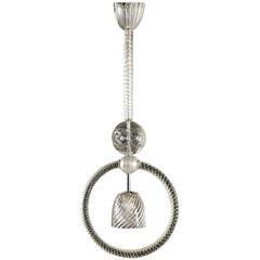 Blown Glass Hanging Lamp Vintage Manufactured in Italy, 1940s