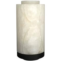Alabaster Lamp from Michaël Verheyden with Base in Black Stained Solid Oak
