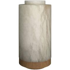 Alabaster Lamp from Michaël Verheyden with Base in Natural Solid Oak