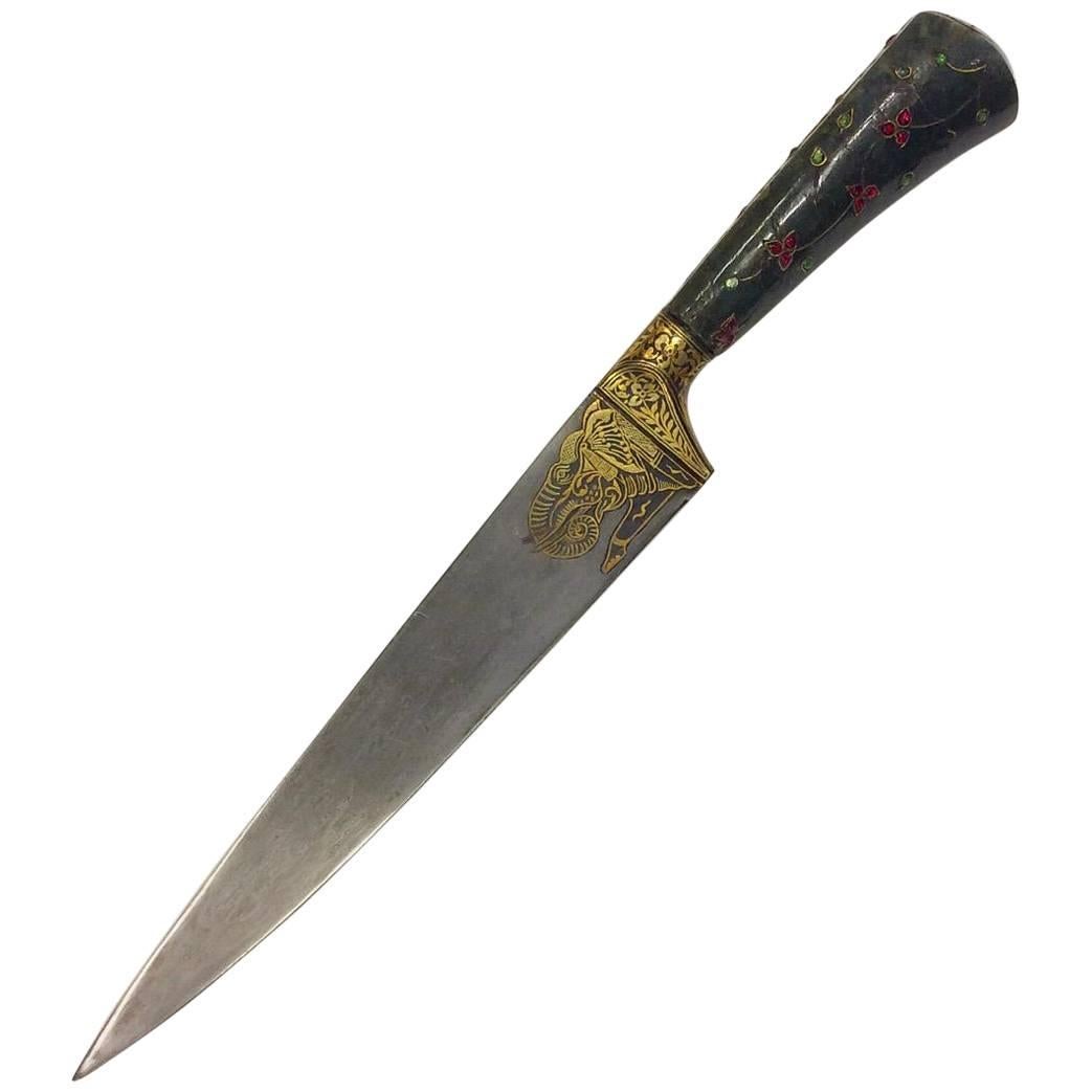 19th Century Mughal Kard Dagger with Jade Hilt