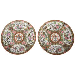 Pair of Chinese Export Rose Medallion Armorial Small Plates