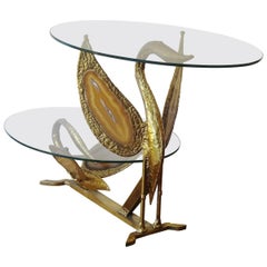 Retro Fantastic Brass and Agate Coffee Table by Henri Fernandez, 1970s