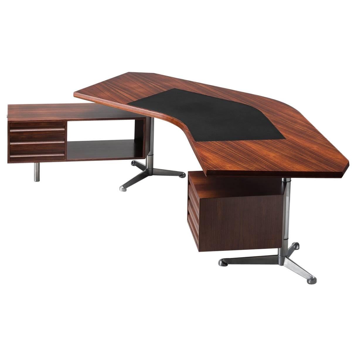 Refinished Osvaldo Borsani Boomerang Desk in Rosewood