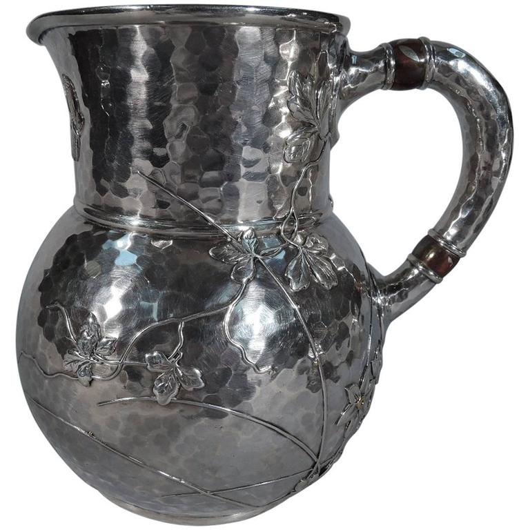Tiffany Mixed Metal And Hand Hammered Sterling Silver Water Pitcher Tiffany Mixed Metal And Hand Hammered Sterling Silver Water Pitcher For