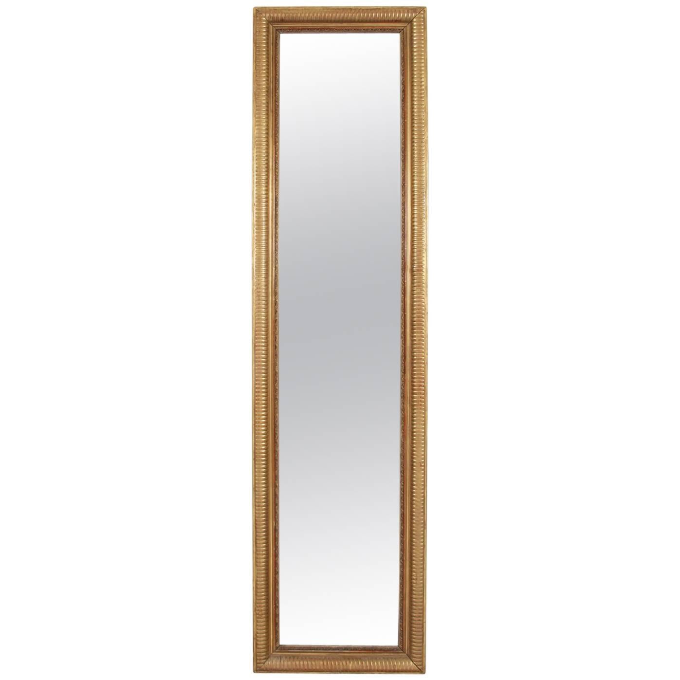 Tall Reeded Giltwood Mirror, French, circa 1900