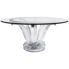 Lalique Cactus Crystal Round Dining or Entryway Table