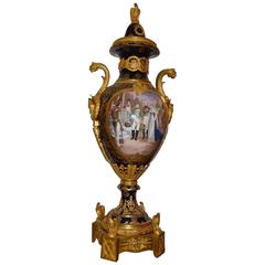 Antique Sèvres Style Vase Depicting Napoleon Receiving Queen Louisa of Prussia at Tilsit