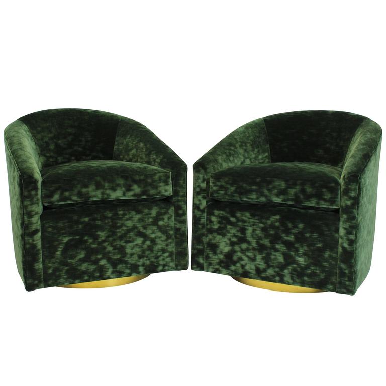 Velvet Green Swivel Chairs For Sale at 1stdibs