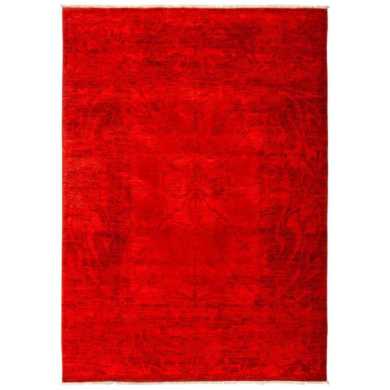 Over Dyed Area Rug In Red For At 1stdibs Over Dyed Area Rug In Red