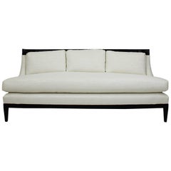 Modern Art Deco Inspired Sofa with Walnut Trim
