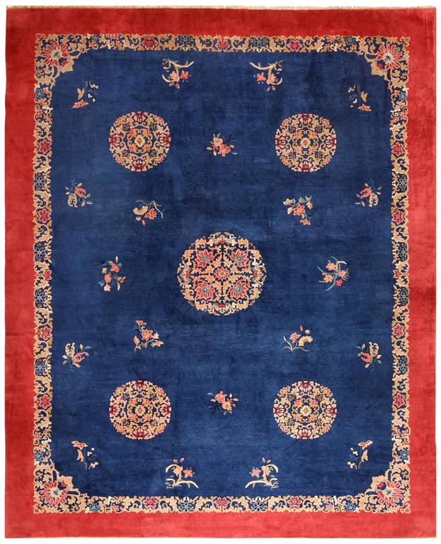 Antique Blue Chinese Rug For Sale at 1stdibs