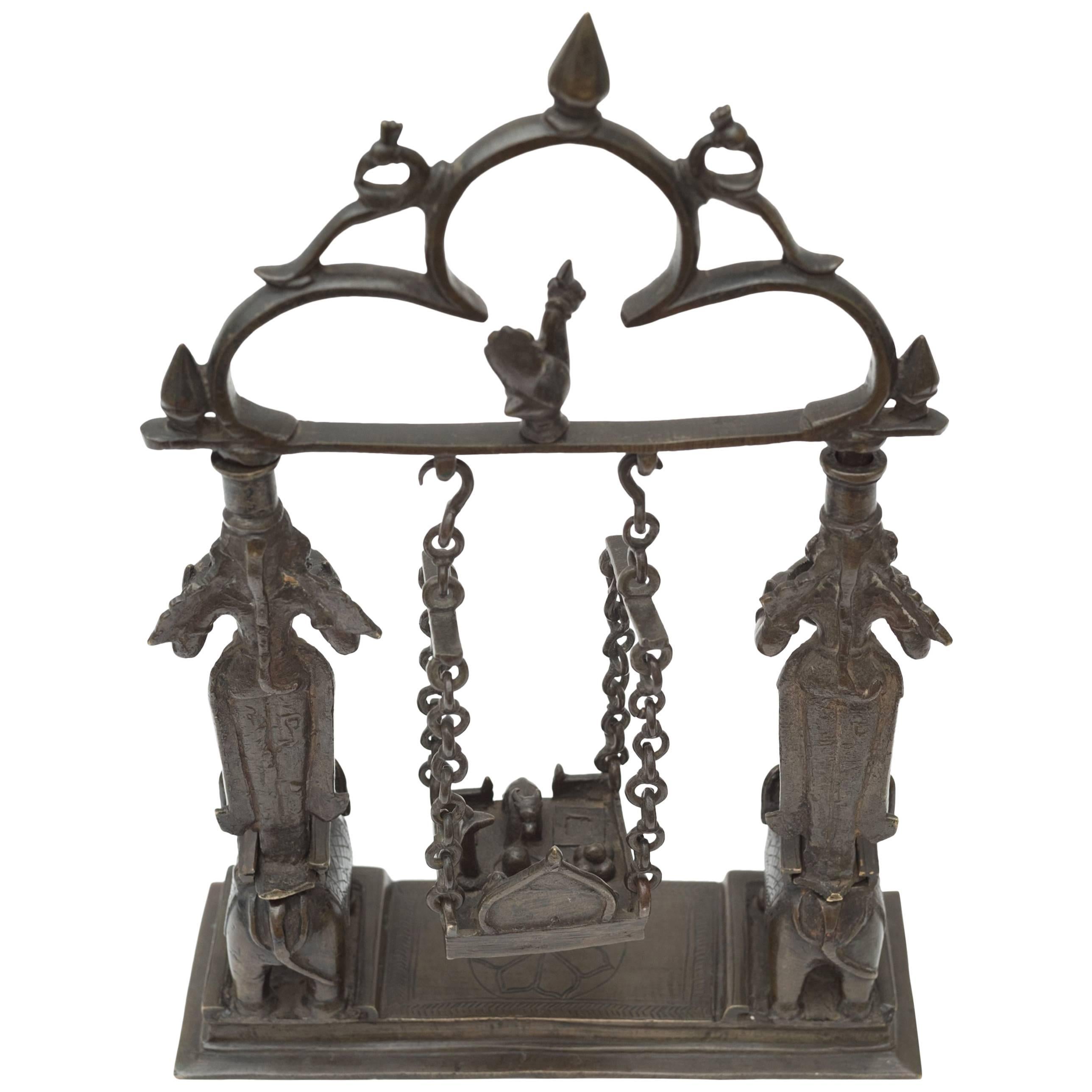 19th Century Indian Religious Portable Shrine Shiva Lingam Lakhmi Ganash Parvati For Sale