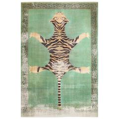 Shabby Chic Tiger Design Antique Indian Rug