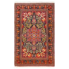 Vintage Dark Background Isfahan Persian Rug 10