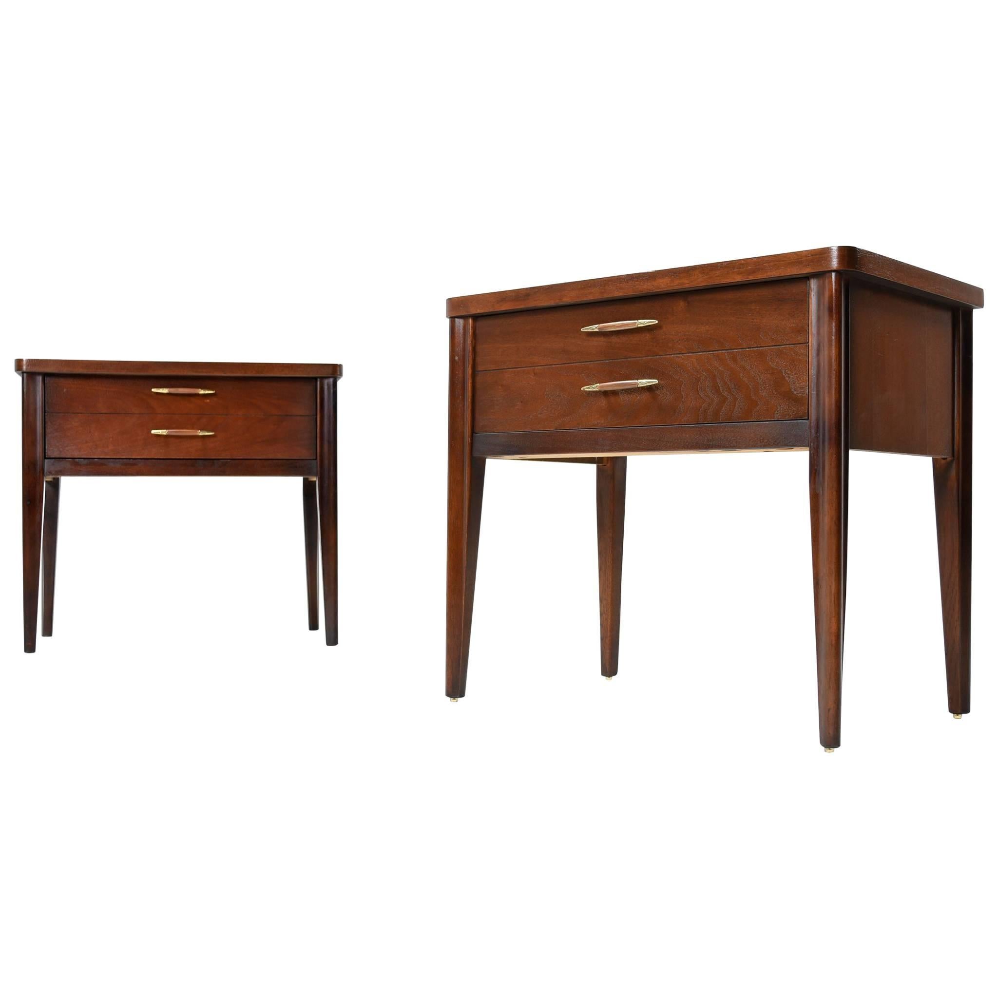 Mid-Century Modern Broyhill Saga Walnut Nightstands, 1960s