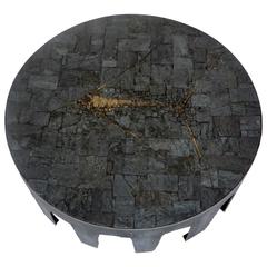 Pia Manu Belgian Round Slate, Pyrite and Iron Coffee Table 8