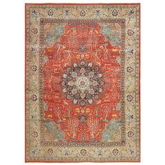 Fine Animal Motif Vintage Tabriz Persian Rug 5