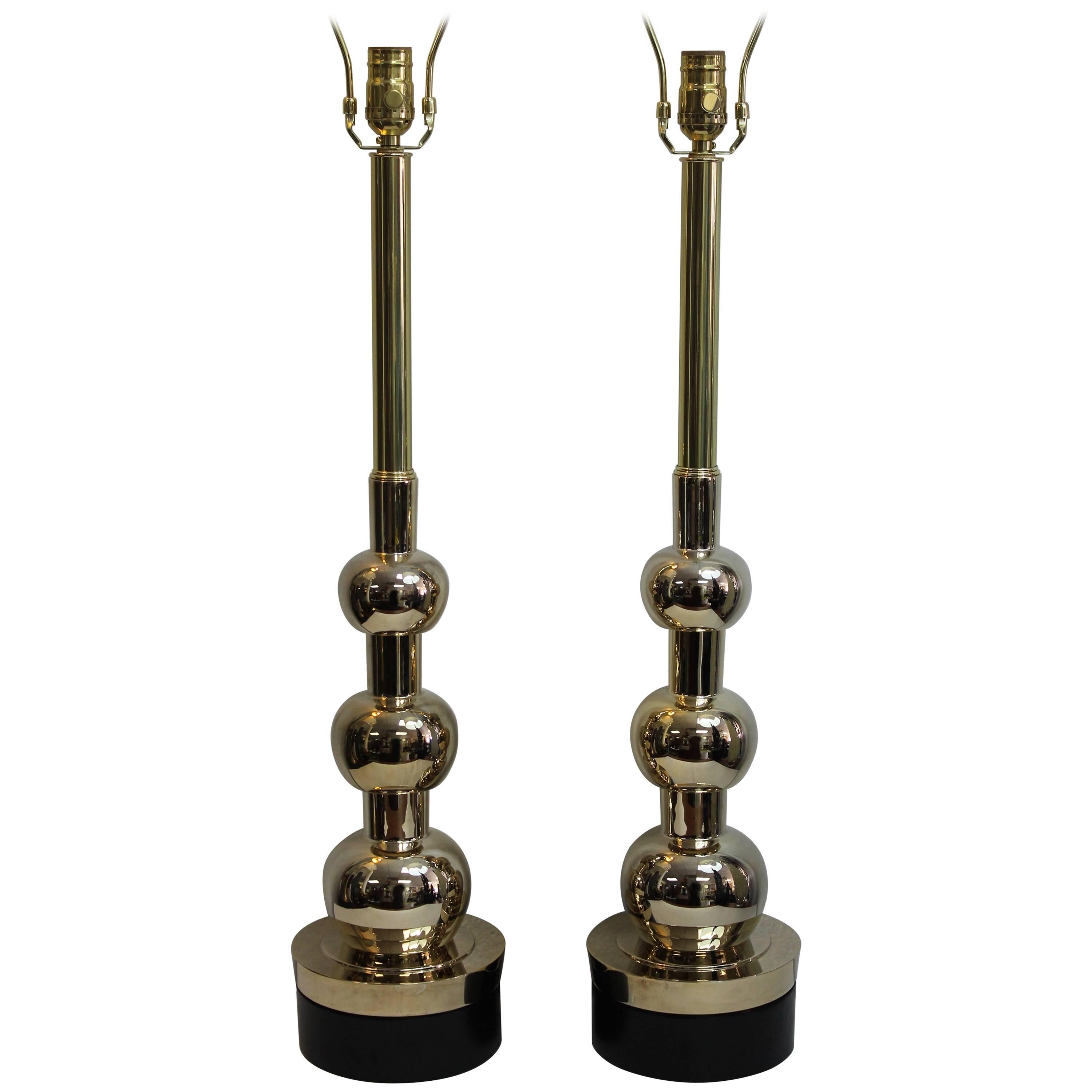 Pair of Bronze/Brass Lamps by Stiffel Lamp Co