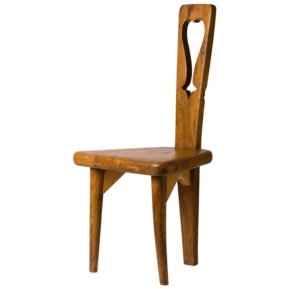 French Olivewood Chair in the Manner of Carlo Mollino
