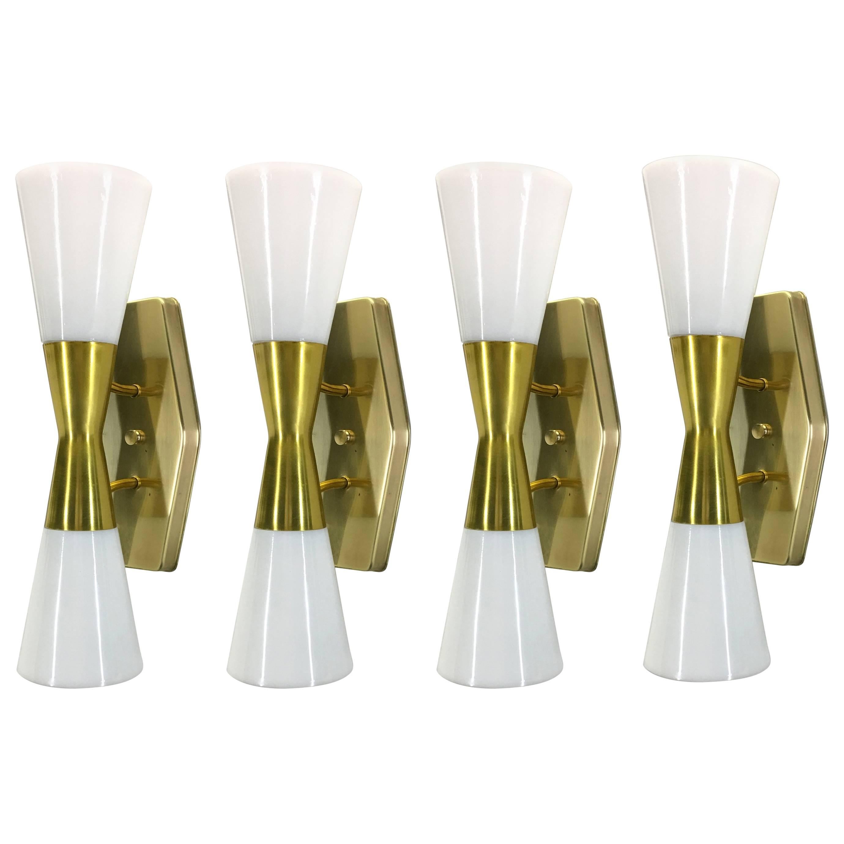 Set of Four Large Wall Sconces by John C. Virden, 1955