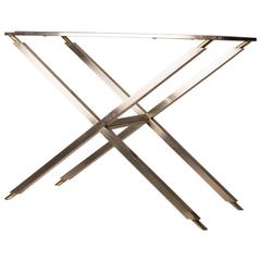 French Mid-Century Metal and Glass Console in the Manner of Maison Jansen 1
