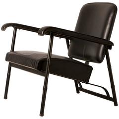 Hand Stitched French Leather Lounge Chair by Jacques Adnet 10