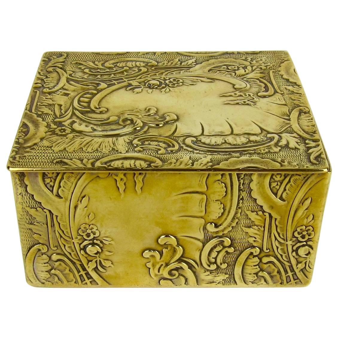 Antique Embossed Brass Box with Cedar Lining