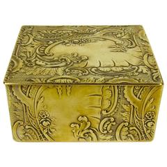 Antique Rococo Revival Embossed Brass Box with Cedar Lining 11