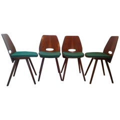 Set of Four Art Deco Dining Chairs in Beech