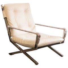Mid-Century Italian Chrome, Leather and Vinyl Armchair 5
