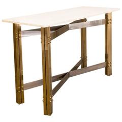 French Marble and Bronze Console in the Manner of Maxime Old