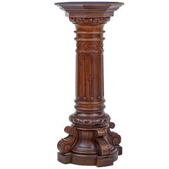 19th Century Carved Walnut and Pine Pedestal