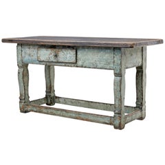 19th Century Painted Swedish Pine Kitchen Table