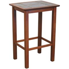 Vintage Danish Walnut and Tile Side Table