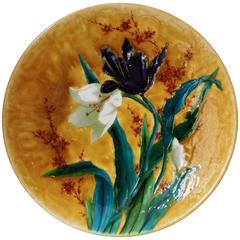Large Théodore Deck Circular Enamelled Faience Platter, circa 1880