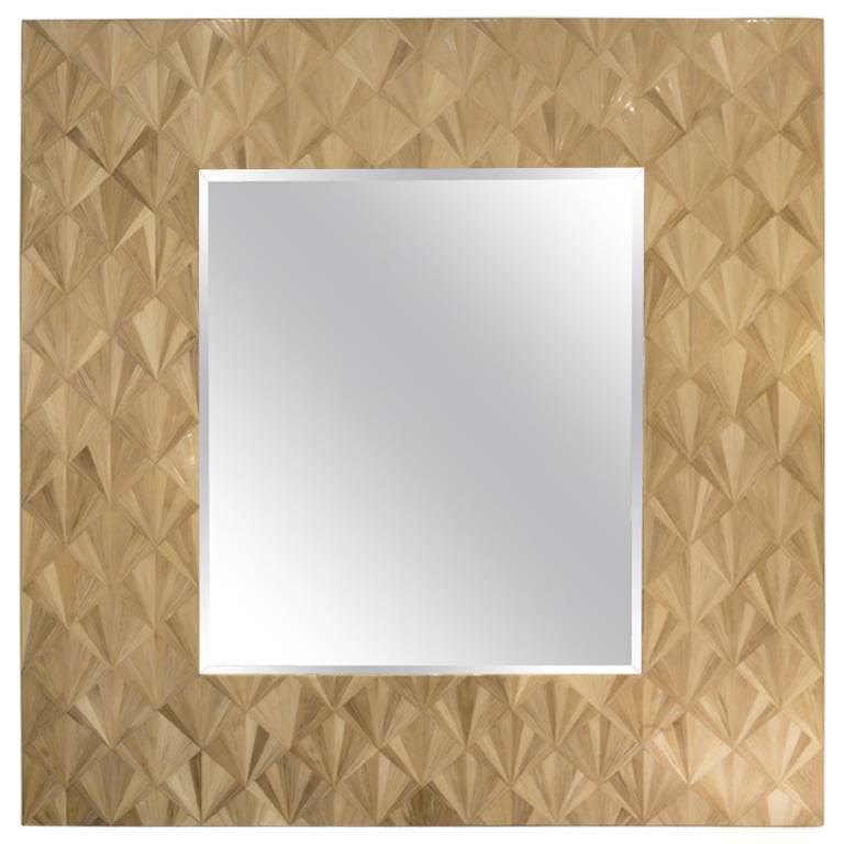 Large-Scale French Mid-Century Parquet Mirror