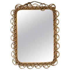 Mid-Century French Bent Bamboo Mirror