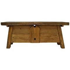 Antique Pine and Oak Industrial Table