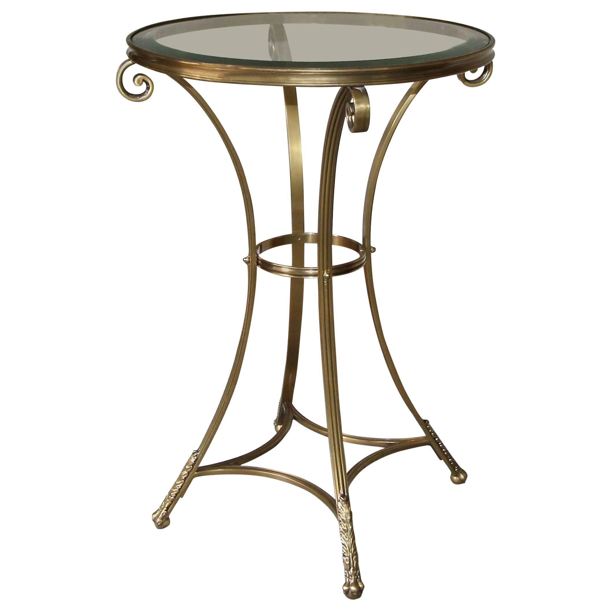 Neoclassic Brass Round Gueridon Table with Paw Feet For Sale