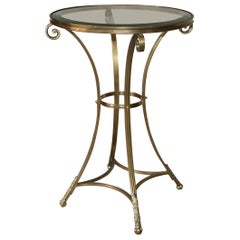 Neoclassic Brass Round Gueridon Table with Paw Feet