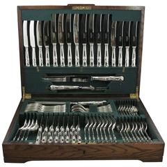 English Silver Kings Pattern Flatware, Set for Eight