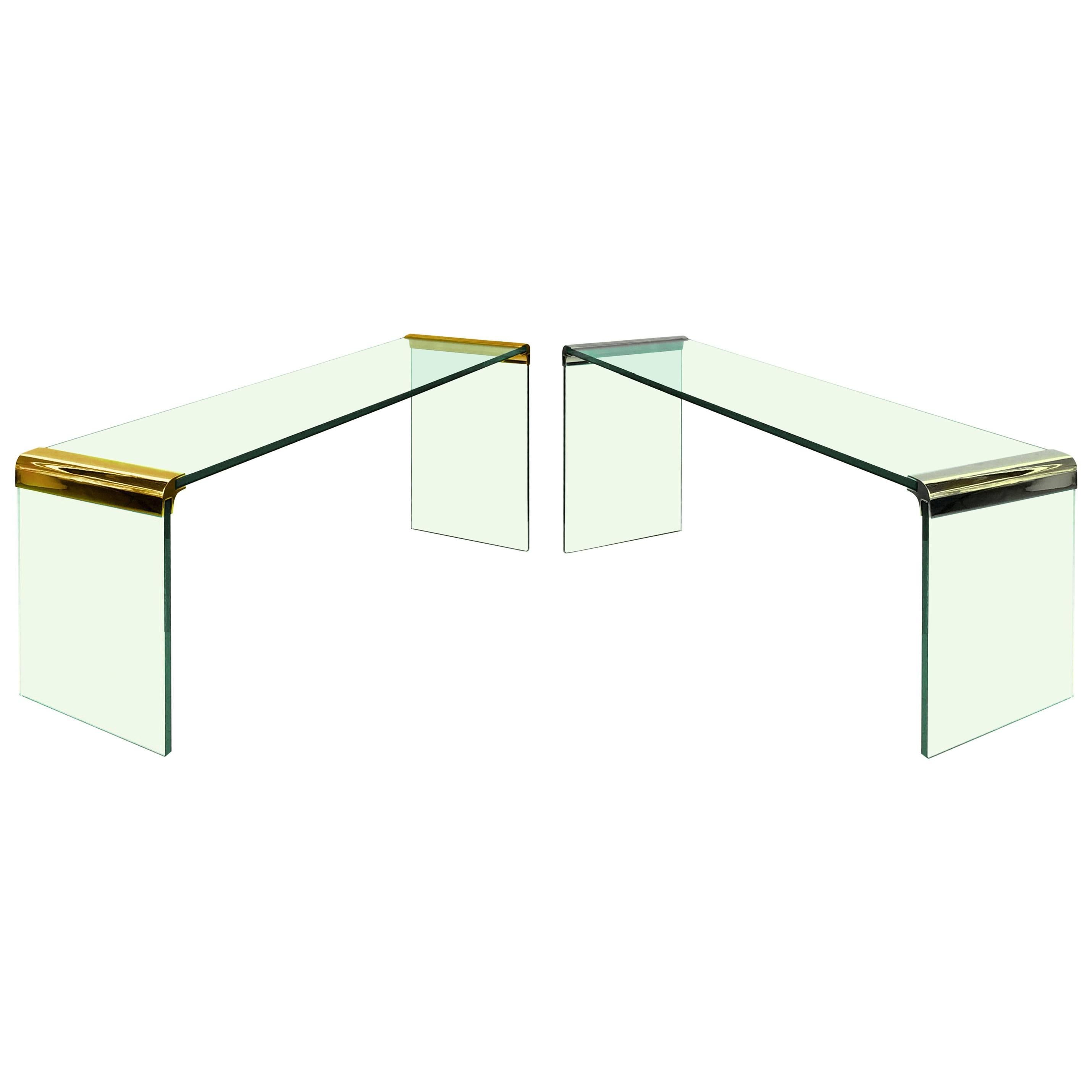 Waterfall Console Tables by Leon Rosen for Pace, Gold or Nickel For Sale
