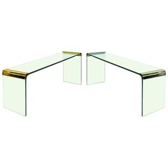 Waterfall Console Tables by Leon Rosen for Pace, Gold or Nickel