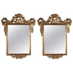 Pair of Carved and Gilded Wood Mirrors