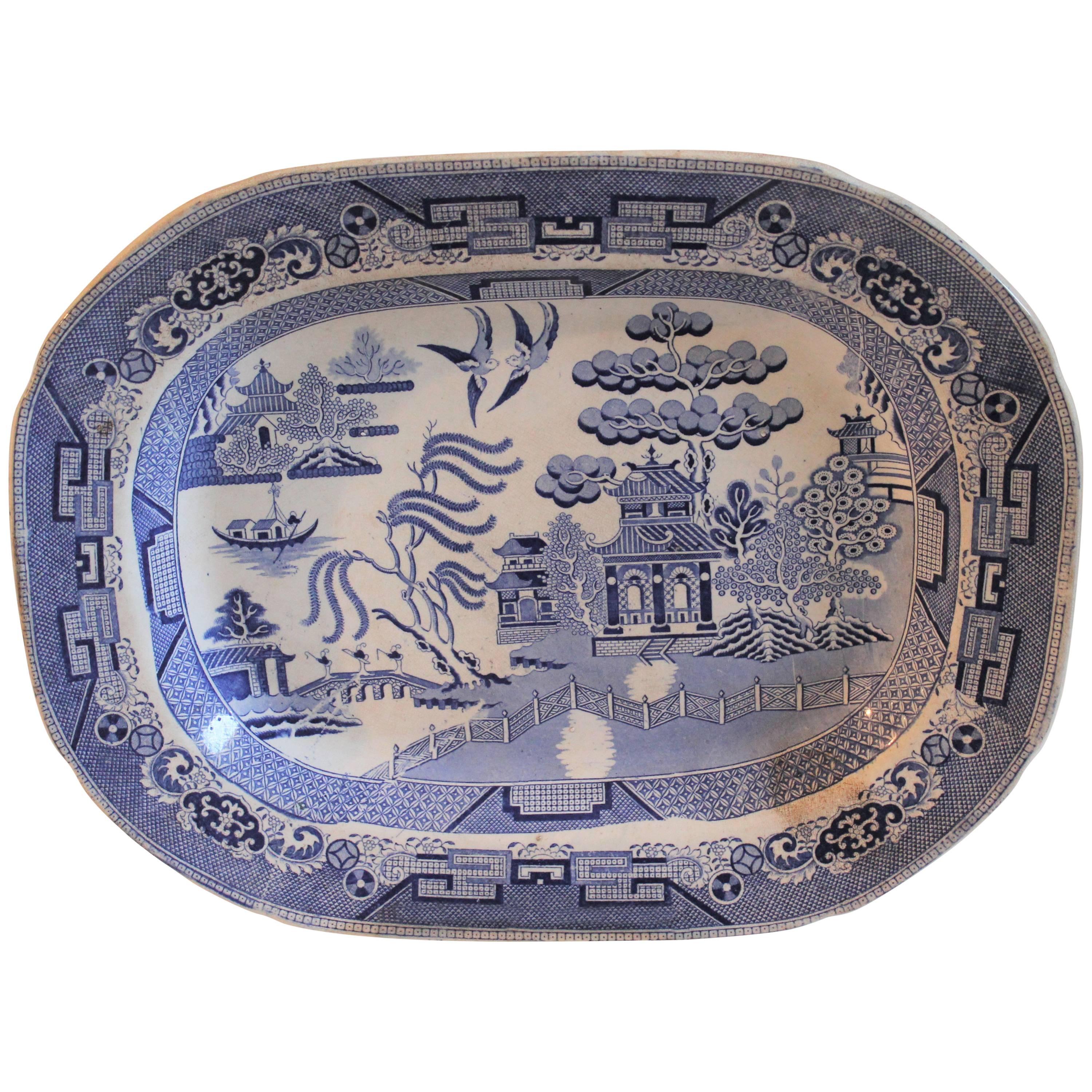 19th Century Staffordshire Blue Willow Platter