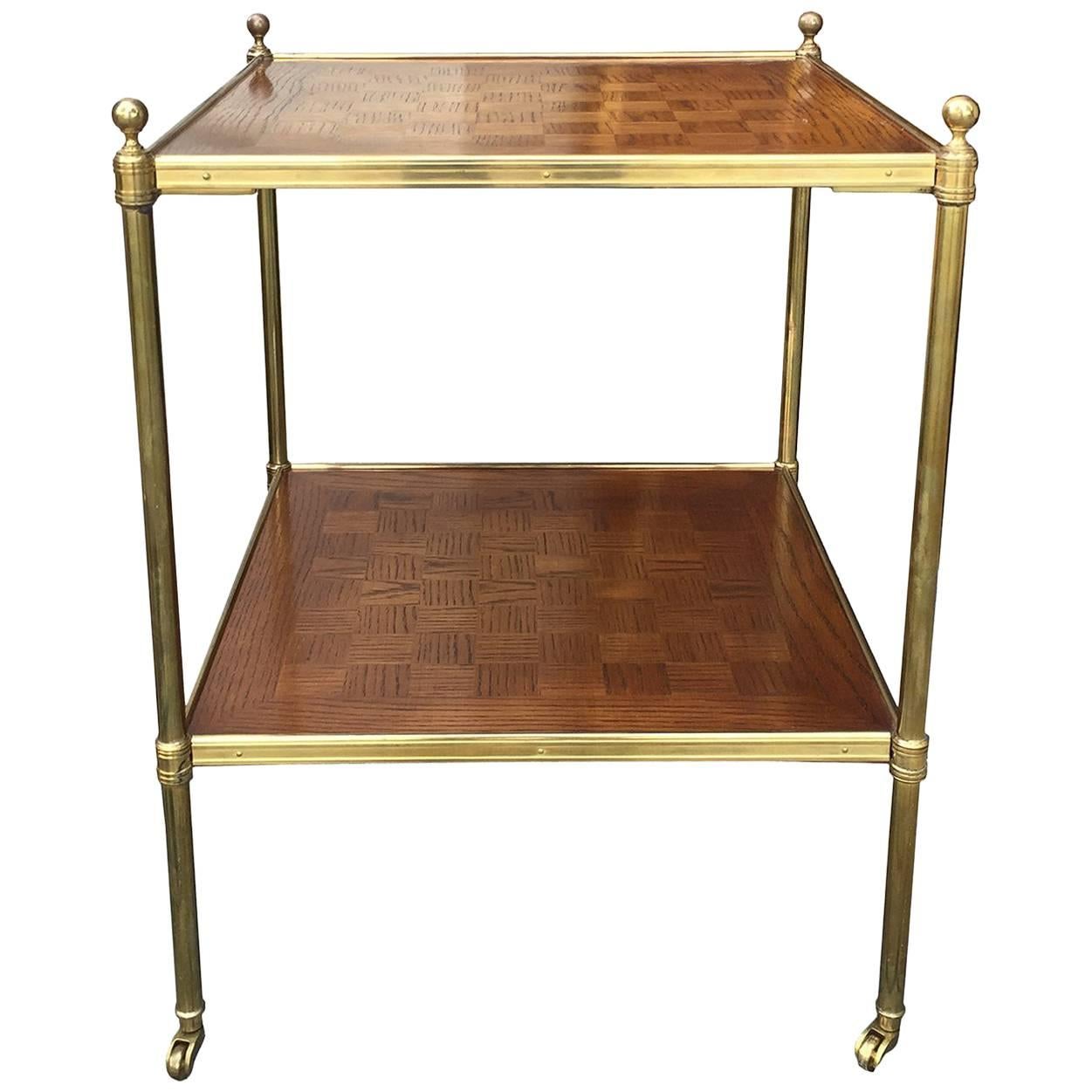 20th Century Parquetry and Brass Two-Tier Table